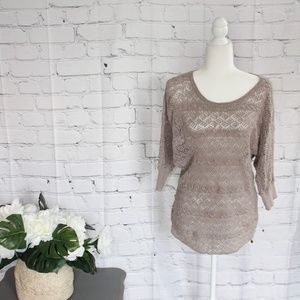Guess Taupe Eyelet Light Dolman Sleeve Sweater